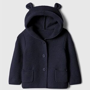•NWOT• BABY GAP | Brannan Bear Knit Hooded Sweater | Navy | 6-12m